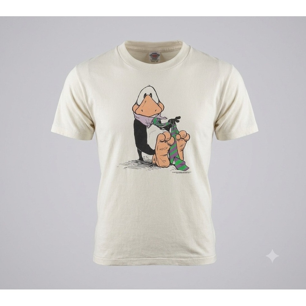 National Fifty-Fifty 1986 Vintage Bloom County Opus Men's White T-Shirt. Size L